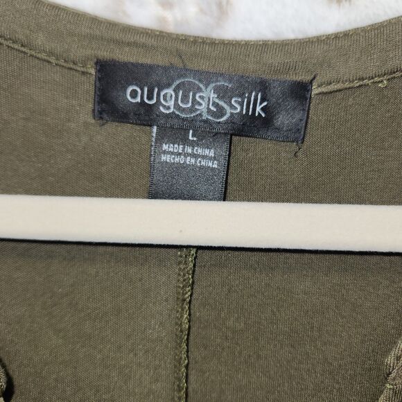 August Silk Winter Moss Short Sleeve HI-LOW Tunic LARGE Retail $60 - Picture 3 of 8